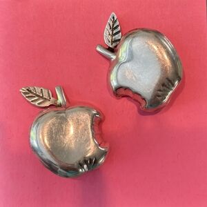 Stamped Sterling Silver Apple Earrings